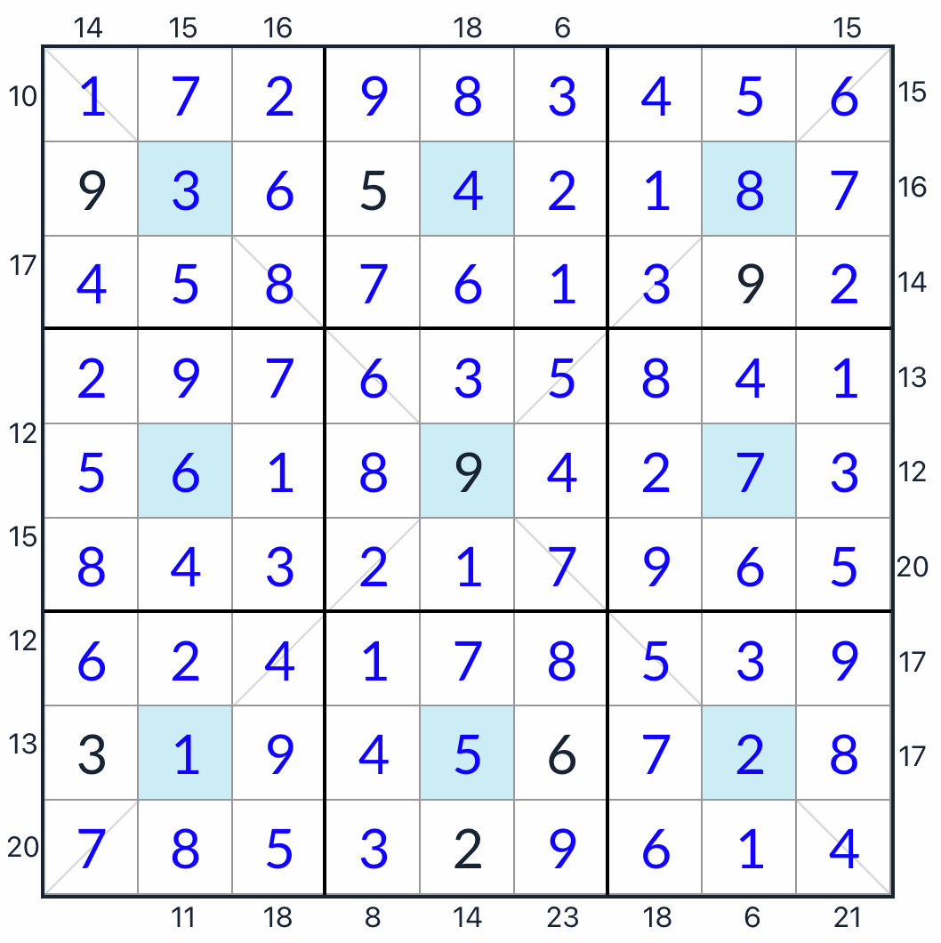 對角線中心點邊框和數獨答案
