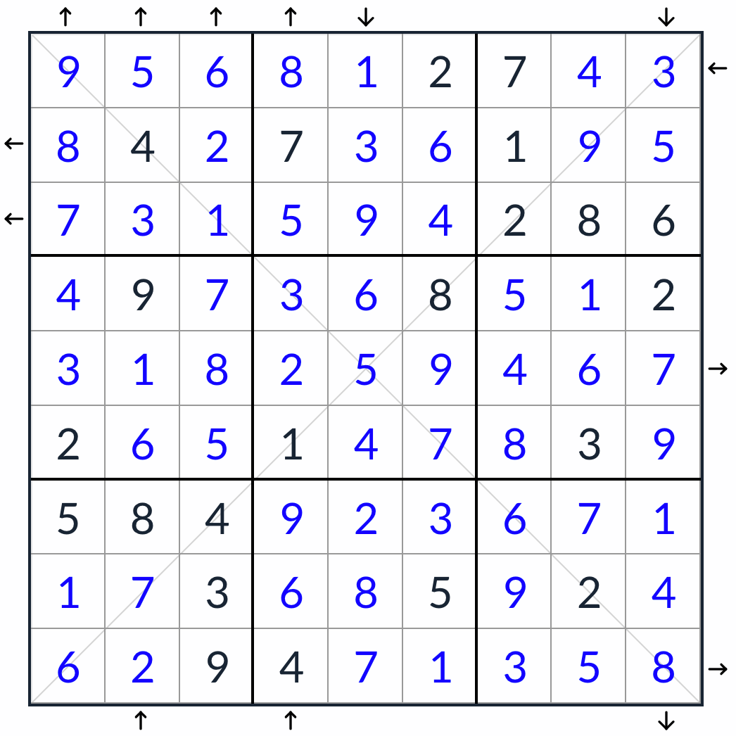 無緣對角線排序數獨答案